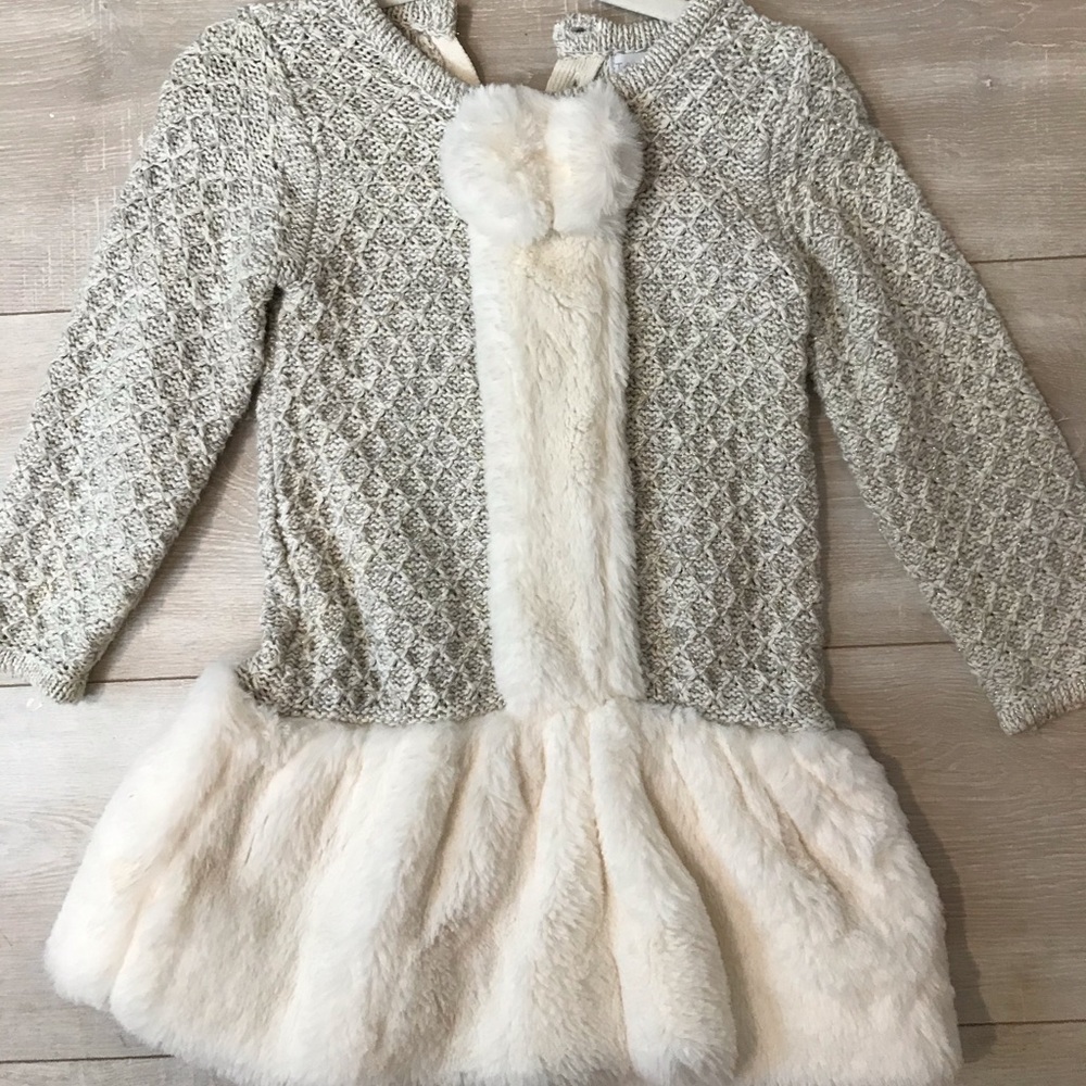 Tahari Girls faux fur skirted dress 3T